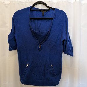 BCBGMaxAzria Cashmere Royal Blue Quarter Zip Sweater | M